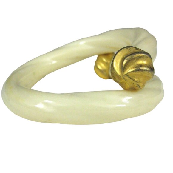 Gold Tome End Cap Lucite Twist Wrap Bracelet Vintage Statement Bangle - Picture 6 of 10